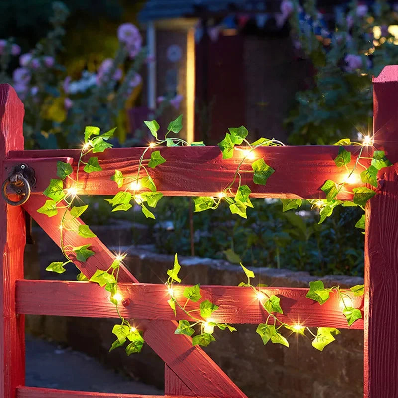 Purilite Select Flower Green Leaf String Lights – Artificial Vine Fairy Lights | Battery Powered Garland for Christmas, Weddings & Home Decor
