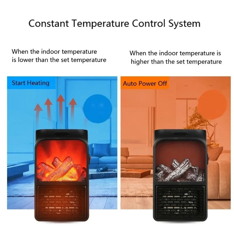 Purilite Select Portable 3D Flame Space Heater – Wall-Mounted Electric Heater with Remote Control