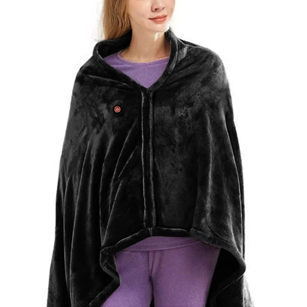 USB Electric Heating Blanket 3 Heating Level Wearable Heated Poncho Throw Blanket 9 Heated Areas Body Warmer Blanket or Office
