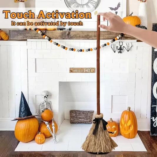 Purilite Select Halloween Floating Witch's Broom | Movable Haunted Dancing Broom Decoration with Ghost Sounds for Indoor Halloween Party Home Decor