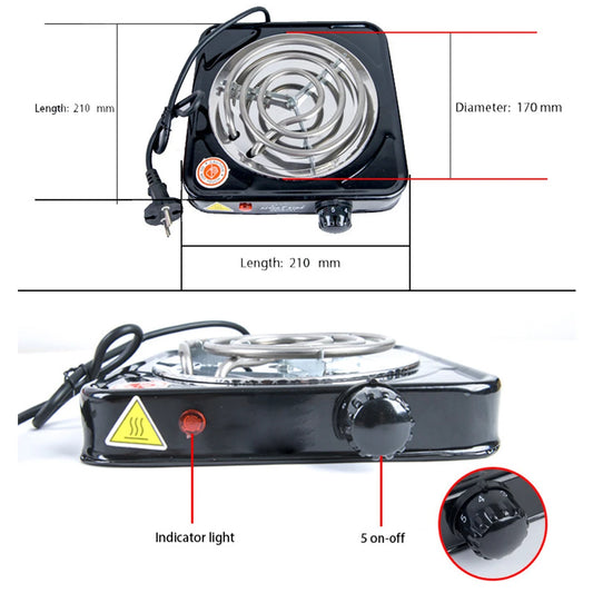Electric Furnace Household Mini Single Disc Burner Portable Hot Plate Mosquito Incense Furnace 1000W 200-1000℃ Kitchen Stove - PuriLite