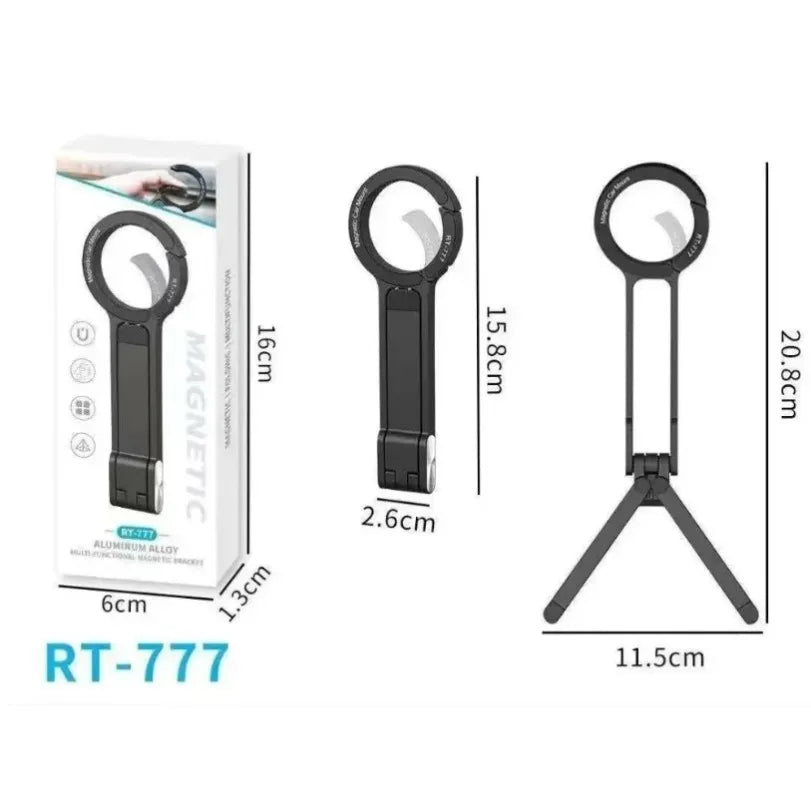 Purilite Select Foldable Magnetic Phone Holder Stand – Portable Aluminum Desk Stand with 360° Rotation and Adjustable Tripod Mount for Smartphones
