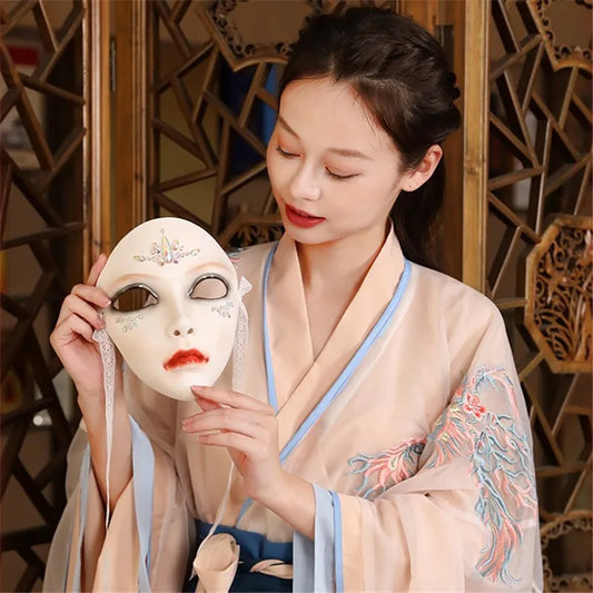 Purilite Select Chinese Style Princess Resin Mask with Diamond Detail Elegant Masquerade & Performance Wear