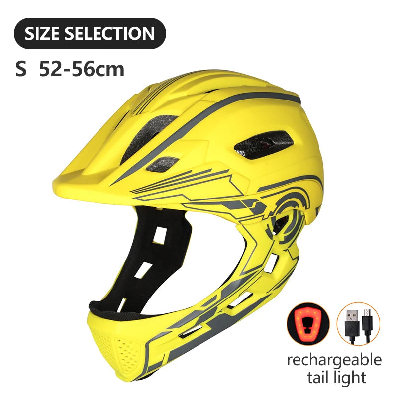 🛡️ Kids Full-Face Detachable Safety Helmet with Rear Light