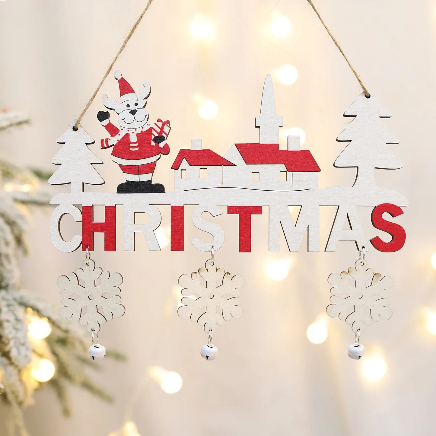 Purilite Select Wooden Christmas Door Hanging Ornament – Festive Wall & Door Décor for Merry Christmas and Happy New Year