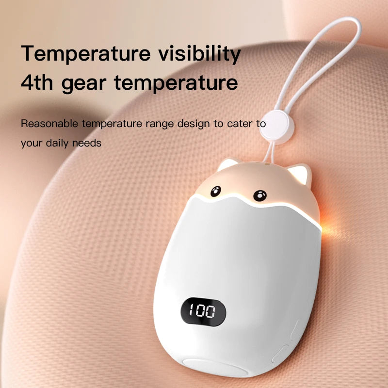 Purilite Select 2-in-1 Rechargeable Hand Warmer & Power Bank – Cute Cat Design with Digital Display | 3000mAh