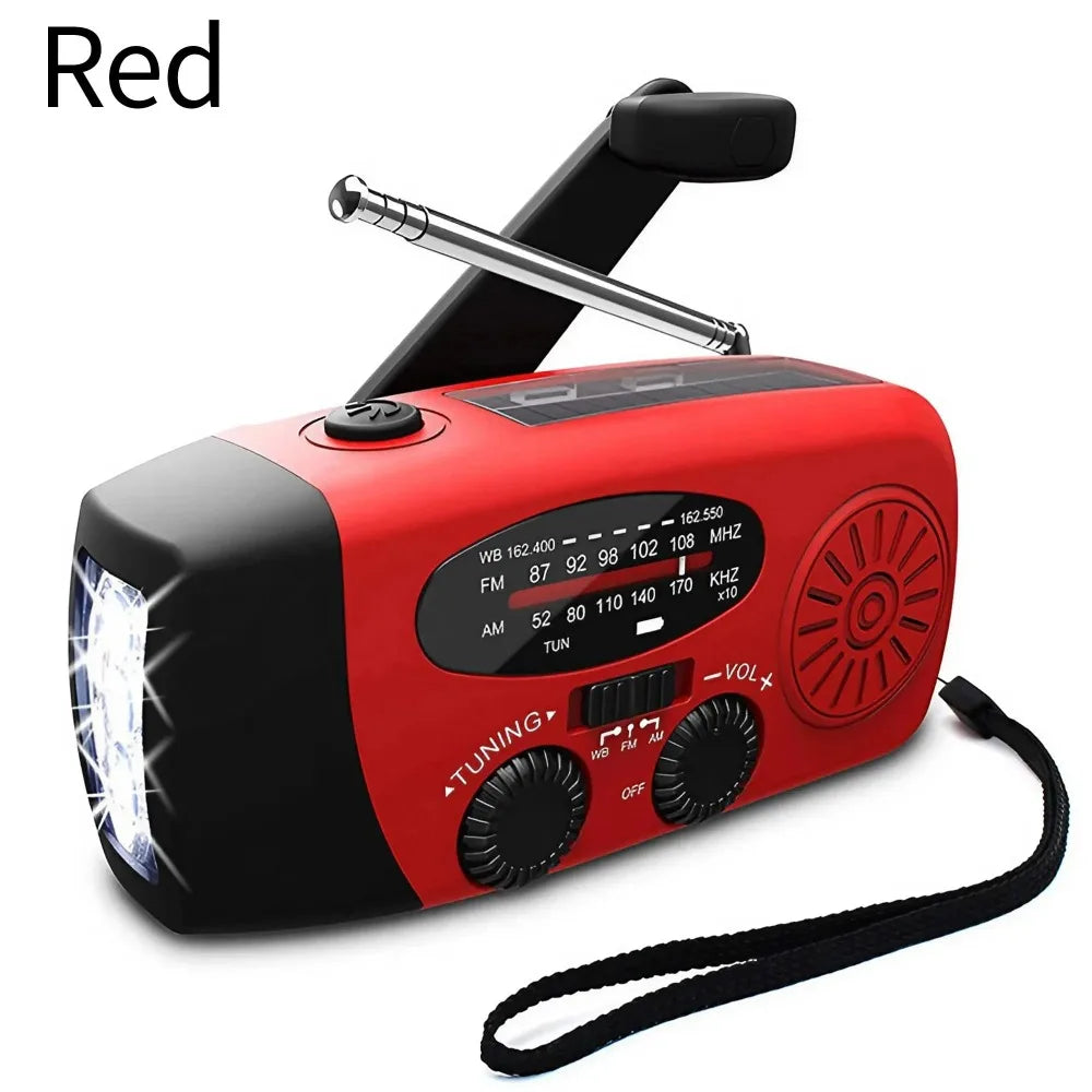 Purilite Select Emergency Weather Radio – AM/FM/WB Hand Crank Solar Radio with 2000mAh Power Bank, LED Flashlight, and SOS Alert (Style A – Green)