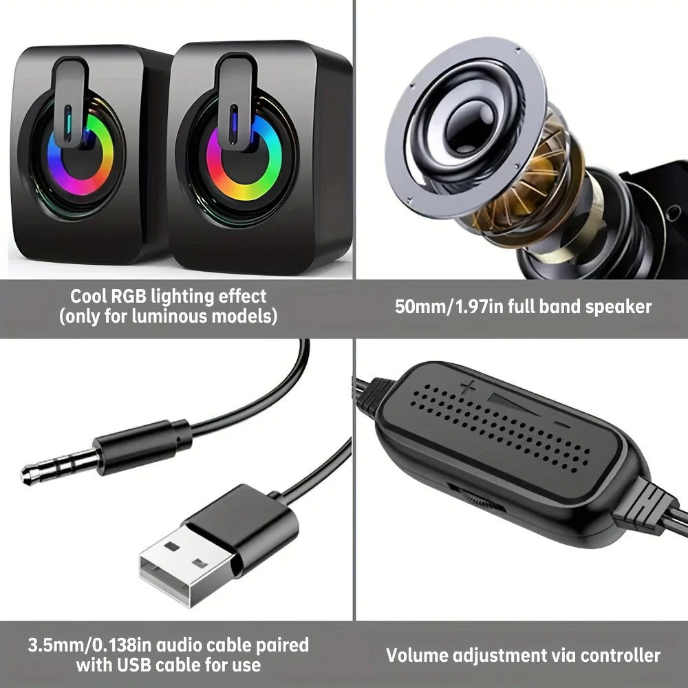 Purilite Select HiFi Stereo USB Computer Speakers with LED Light & Microphone