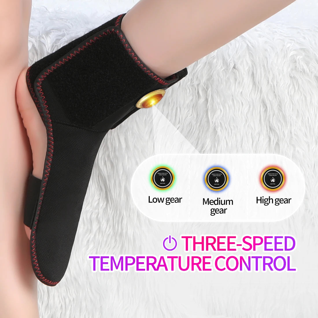 Heated Ankle Support Sports Ankle Sprain Stabilizer Relieves Ankle Pain 3 Heating Modes Foot Massager Great Gift for Elderly