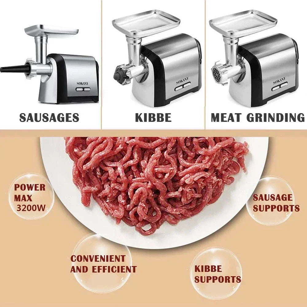 Purilite Select 3200W Electric Meat Grinder & Sausage Maker Attachment Set