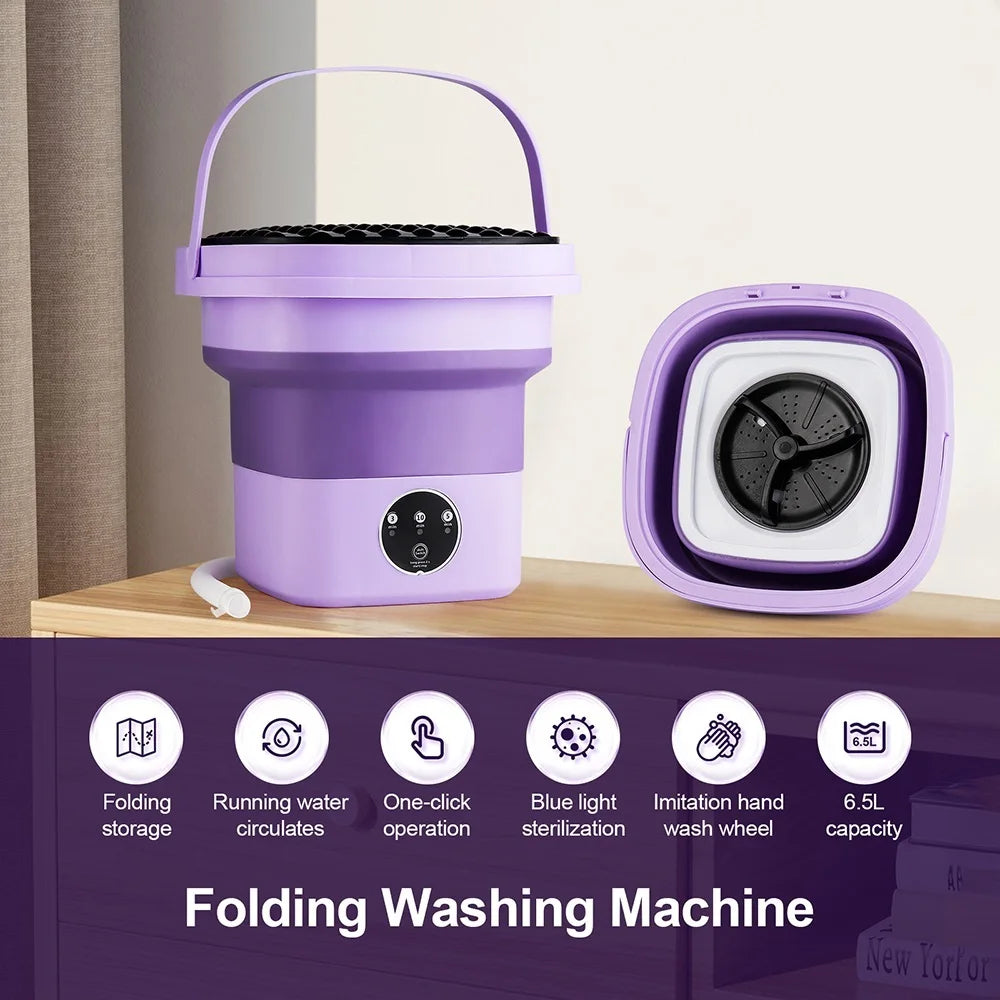 Purilite 6.5L Small Folding Washing Machine Portable Washing Machine