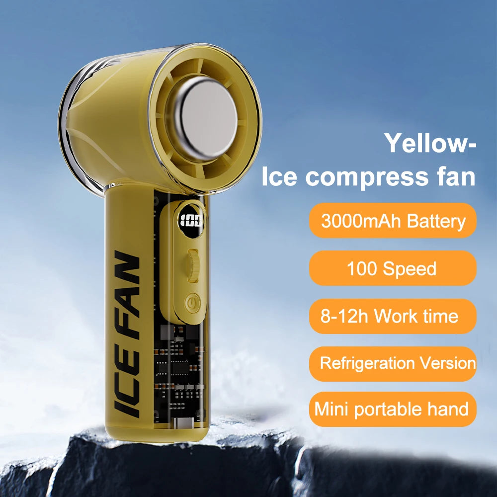 Purilite Select Turbos Chilled Ice Sensation Fan – 3000mAh Rechargeable Mini Cooling Fan with 100 Speeds