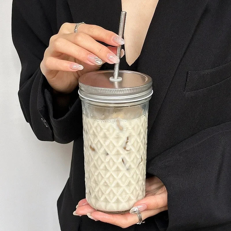 Purilite Select™ Ins Style Clear Glass Cup with Straw & Lid – Large Capacity
