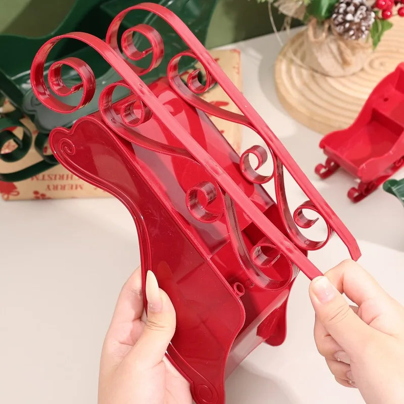 Purilite Select Christmas Sleigh Décor – Classic Red Miniature Sled Ornament | Elegant Xmas Tree Hanging Decoration & Holiday Home Display Gift
