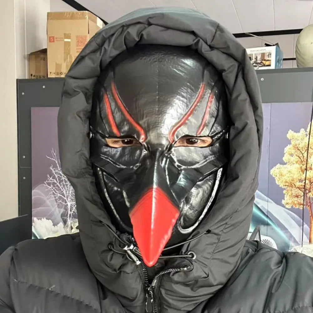 Purilite Select Halloween Red Bird Beak Mask Handcrafted Full Face Resin Cosplay Mask