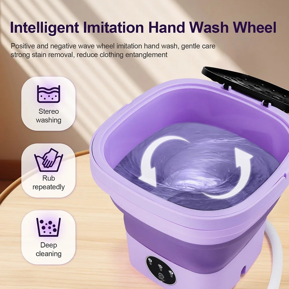 Purilite 6.5L Small Folding Washing Machine Portable Washing Machine