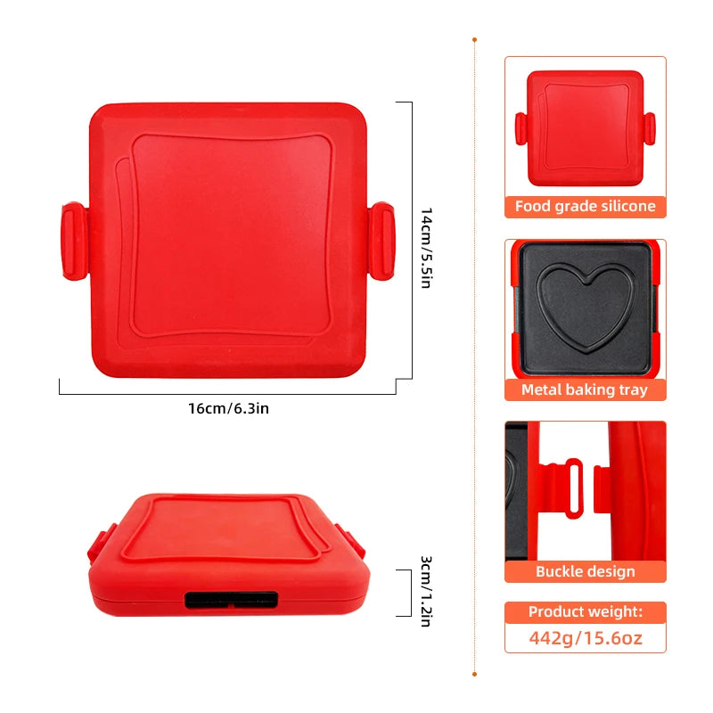Microwave Sandwich Maker Microwave Toaster with Adjustable Silicone Strap Removable Non-Stick Microwave Grilled Cheese Maker - PuriLite