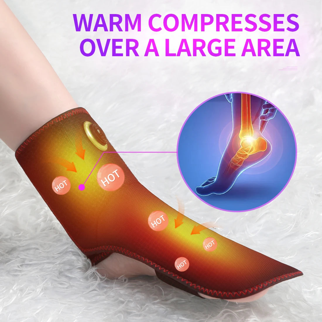 Heated Ankle Support Sports Ankle Sprain Stabilizer Relieves Ankle Pain 3 Heating Modes Foot Massager Great Gift for Elderly