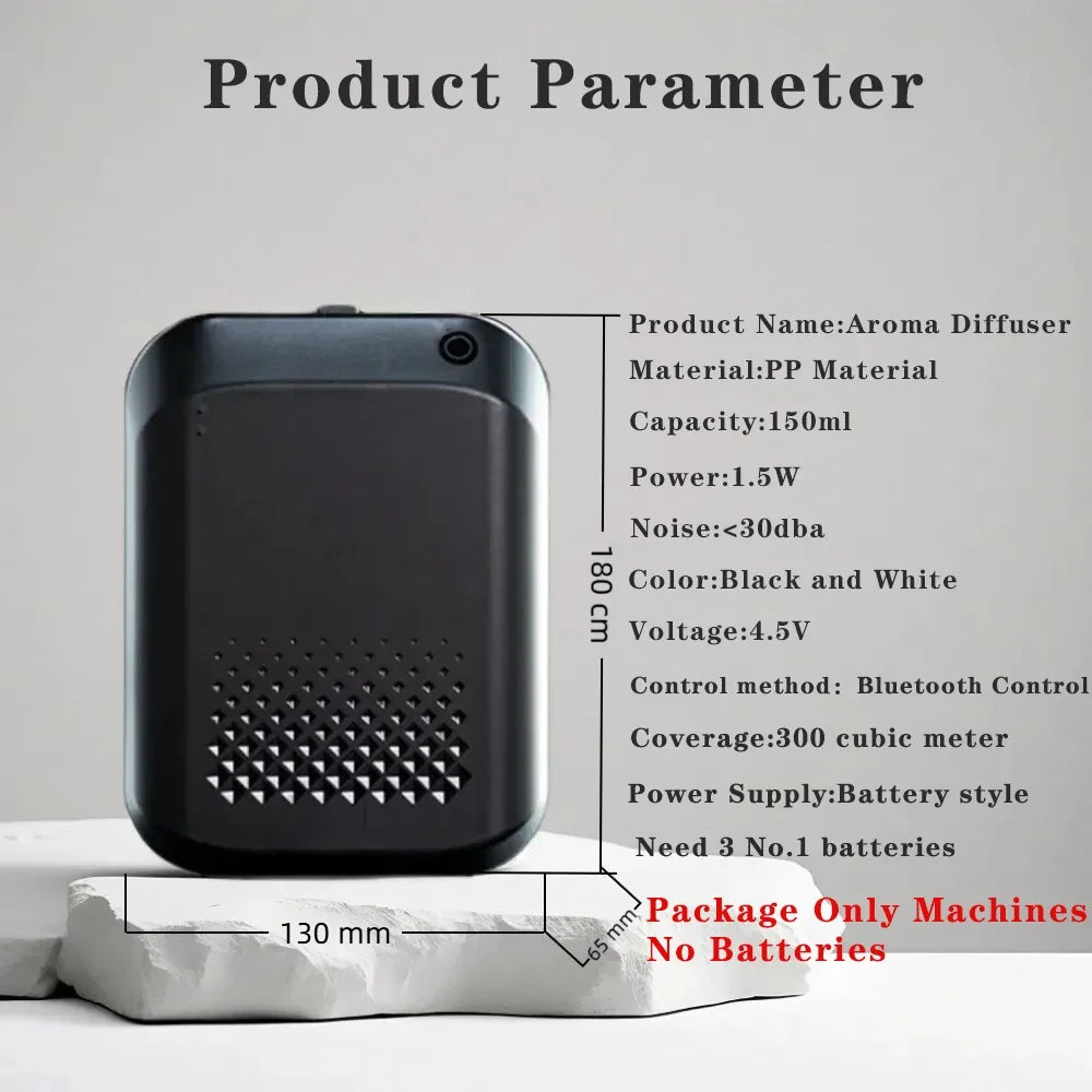 Purilite Select Bluetooth-Controlled Wall-Mounted Essential Oil Diffuser – Smart Battery-Powered Home Fragrance Machine (150ml, 300m³ Coverage)