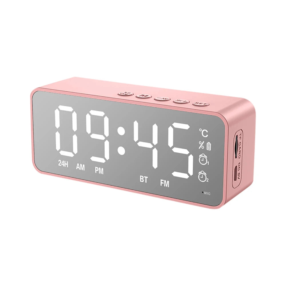 Purilite Select – LED Mirror Digital Alarm Clock with Bluetooth Speaker & FM Radio Multifunctional Desktop Clock | Wireless Audio | USB Rechargeable