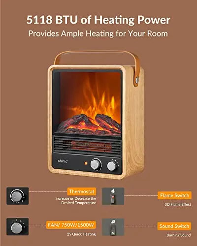 Purilite Select Electric Fireplace Heater – Mini Radiator Room Warmer with Flame Effect