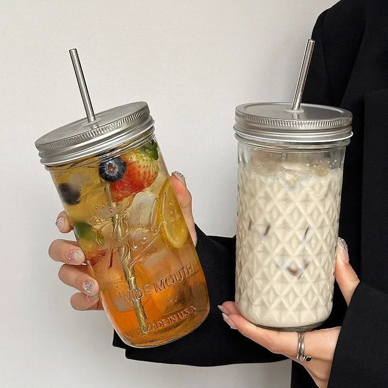 Purilite Select™ Ins Style Clear Glass Cup with Straw & Lid – Large Capacity