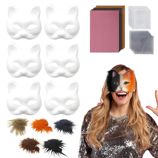 Purilite Select Cat Face Cover Base with Eye Mesh – DIY Craft Mask for Parties, Cosplay & Photoshoots