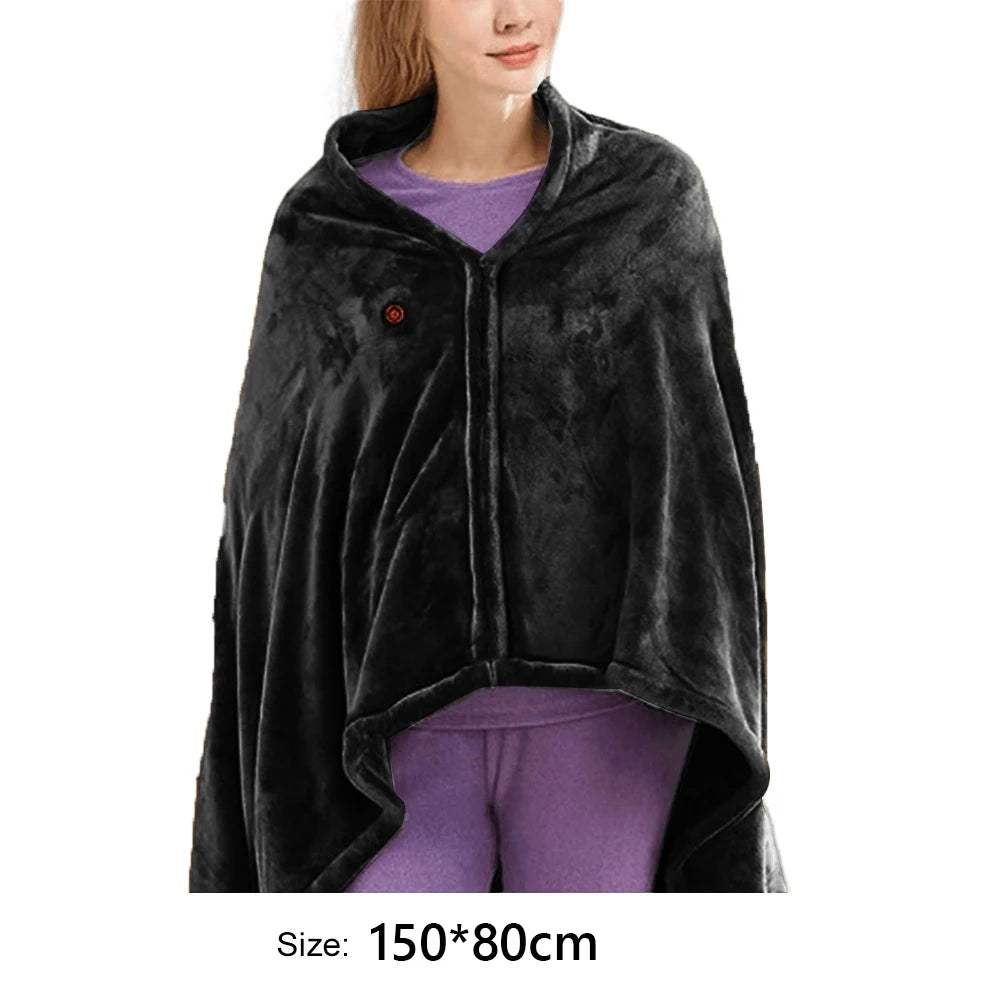 USB Electric Heating Blanket 3 Heating Level Wearable Heated Poncho Throw Blanket 9 Heated Areas Body Warmer Blanket or Office