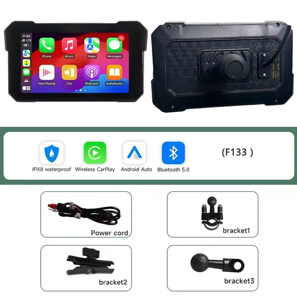 Purilite Select 5/7 Inch CarPlay Motorcycle Wireless CarPlay Android Auto AirPlay Display Screen
