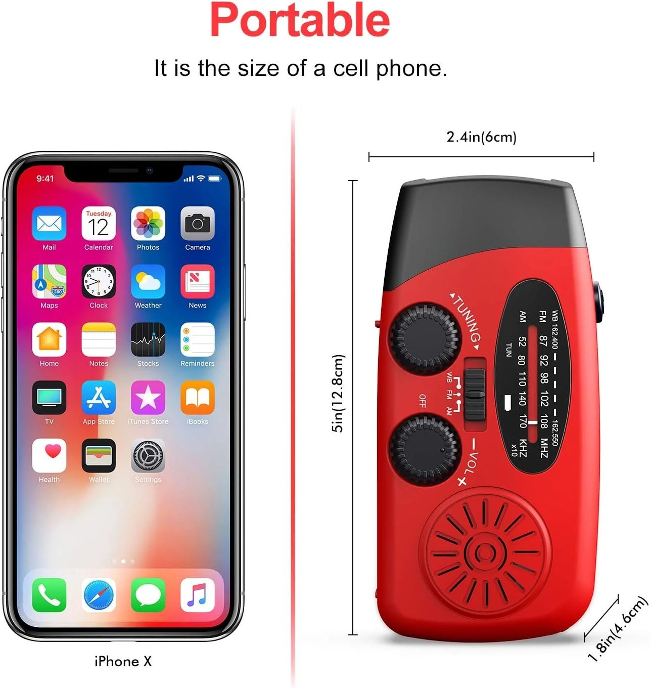 Purilite Select Portable Multifunctional Hand Crank Dynamo Solar Powered Weather Radio