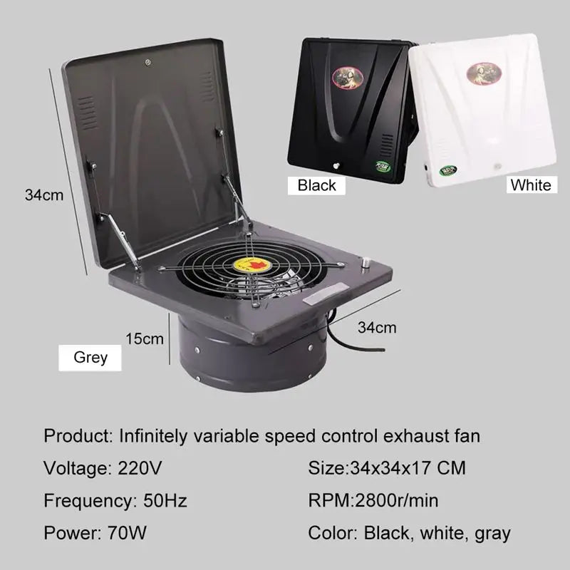 Purilite Select 10 Inch Wall Mounted Exhaust Fan 220V Powerful Kitchen Ventilation Fan with Variable Speed Air Extractor for Smoke and Fumes - PuriLite