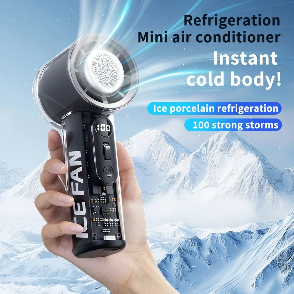 Purilite Select Turbos Chilled Ice Sensation Fan – 3000mAh Rechargeable Mini Cooling Fan with 100 Speeds