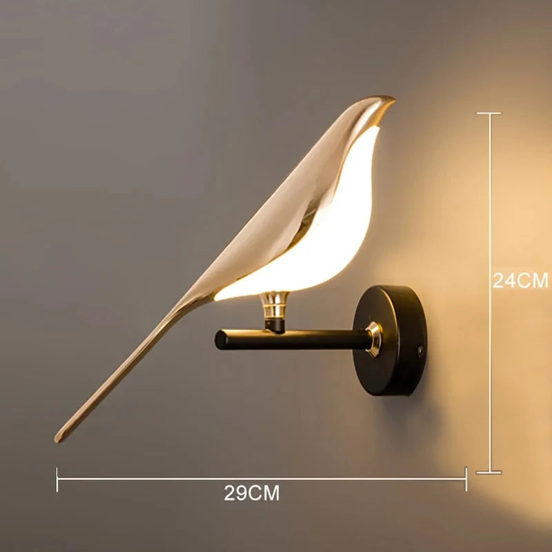 Purilite Select Nordic Golden Bird LED Light – Nordic Bird Wall Light – Modern Metal Bird Shaped Wall Lamp for Bedroom, Living Room, Bar & Bedside