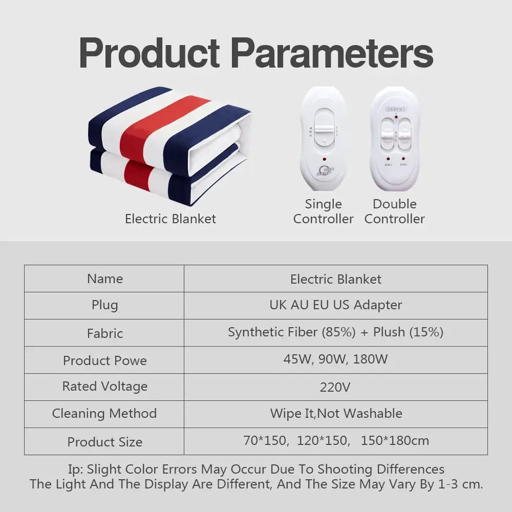 Purilite Select Electric Blanket – Striped Print Heated Blanket with Constant Temperature Control