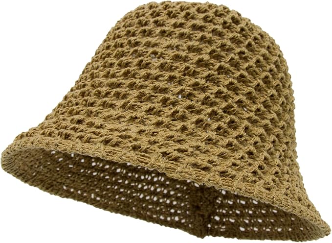 YOFARCHOY Sun Hats for Women, Packable Straw Bucket Hat, Woven Crochet Hat Style Beach Hat, Knitted Bucket Hat Straw Hat - PuriLite