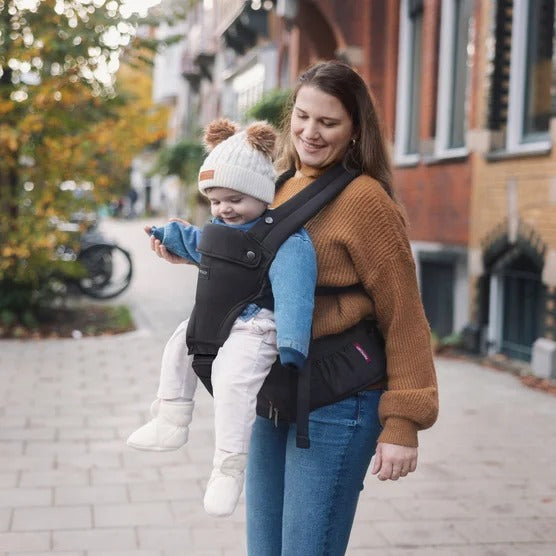 Momcozy 2-In-1 Baby Carrier, M-Shaped Seat with X-Shaped Shoulder Strap, Storage Pocket, 0-36 Months, 7-44 lb, Black