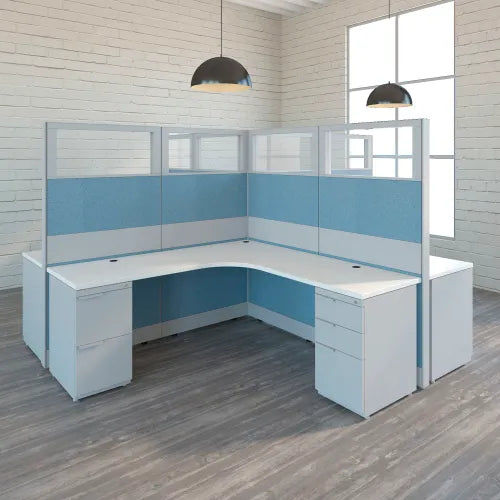 Interion® Modular Partition Stacking Panel with Glass, 24"W x 16"H - PuriLite