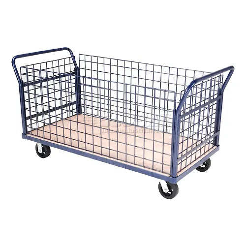 Global Industrial™ Euro Truck with 4 Wire Sides & Wood Deck 60 x 30 2000 Lb. Capacity