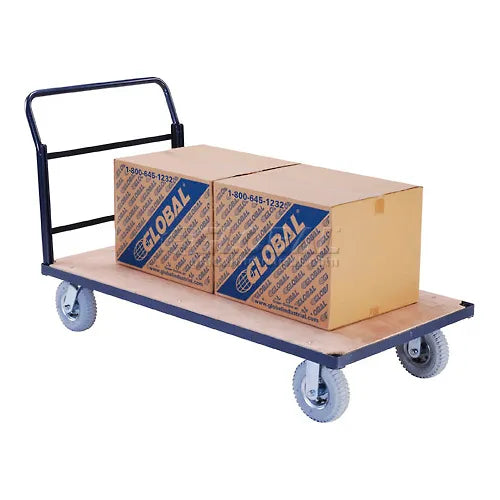 Global Industrial™ Steel Bound Wood Deck Platform Truck 60x30 1200 Lb. Cap. 8" Pneu. Casters