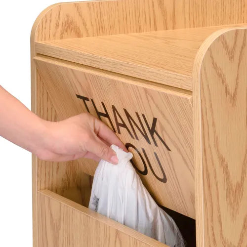 Global Industrial™ Wooden Waste Receptacle with Tray Top, 36 Gallon, Oak