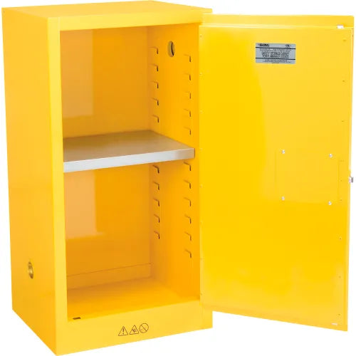 Global Industrial™ Flammable Cabinet, Manual Close Single Door, 16 Gallon, 23"Wx18"Dx44"H