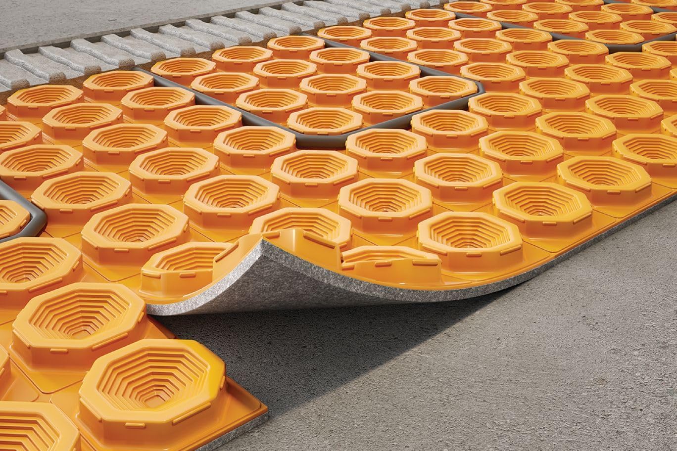 Schluter Systems Self-Adhesive Peel and Stick Ditra Heat Duo Membrane 108 Sq Ft (10 Sq M) Roll DHDPS810M Features Mortar-Free Waterproofing Underlayment, Floor Warming, Uncoupling Mat