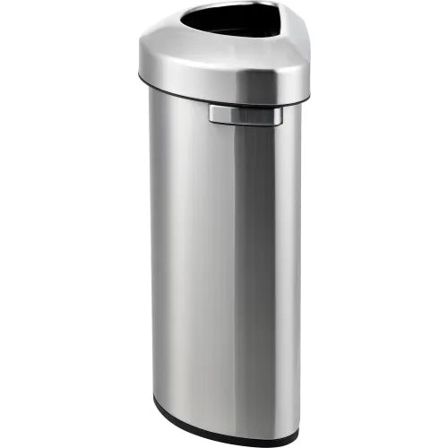 Global Industrial™ Stainless Steel Semi-Round Open Top Trash Can, 16 Gallon