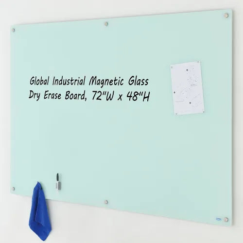 Global Industrial™ Magnetic Glass Whiteboard, 72"W x 48"H