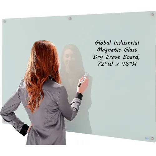 Global Industrial™ Magnetic Glass Whiteboard, 72"W x 48"H