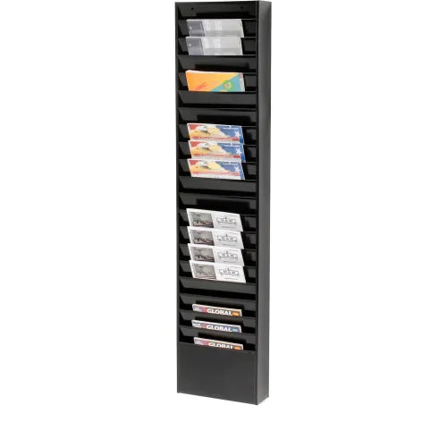 Global Industrial™ Medical Chart Hanging Wall File Holder, 20 Pockets, Black