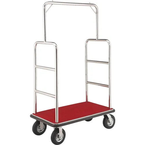 Global Industrial™ Silver Stainless Steel Bellman Cart Straight Uprights 8" Pneumatic Casters