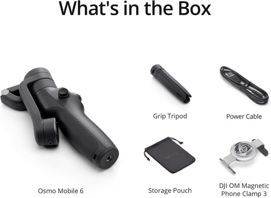 DJI Osmo Mobile 6 Gimbal Stabilizer for Smartphones, 3-Axis Phone Gimbal, Built-in Extension Rod, Object Tracking, Portable and Foldable, Vlogging Stabilizer, YouTube TikTok, Slate Gray - PuriLite