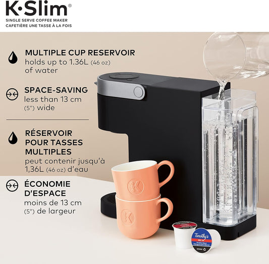 Keurig K-Slim Single Serve K-Cup Pod Coffee Maker, Featuring Simple Push Button Controls And MultiStream Technology, Black - PuriLite