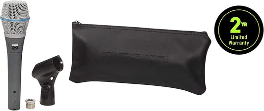 Shure BETA 87A Studio Grade Vocal Microphone with Built-in Pop Filter - Single Element Supercardioid Condenser Mic with A25D Mic Clip and Storage Bag, Ideal for Studio Recording and Live Performances - PuriLite